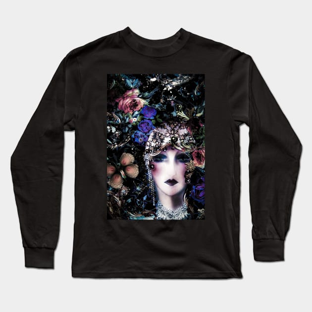 JEWEL ART DECO FLAPPER BIRDS,BUTTERFLIES,AND ROSES COLLAGE Long Sleeve T-Shirt by jacquline8689